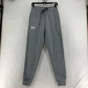 Under Armour Women Rival Gray Elastic Waist Fleece Jogger Sweatpants Size Small